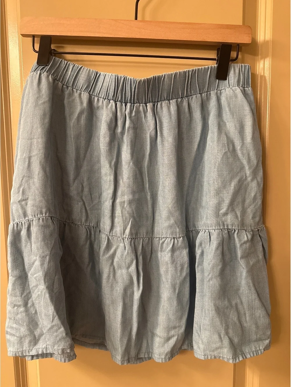 Saks Fifth Avenue Light Blue Tiered Skirt with Elastic waist size large